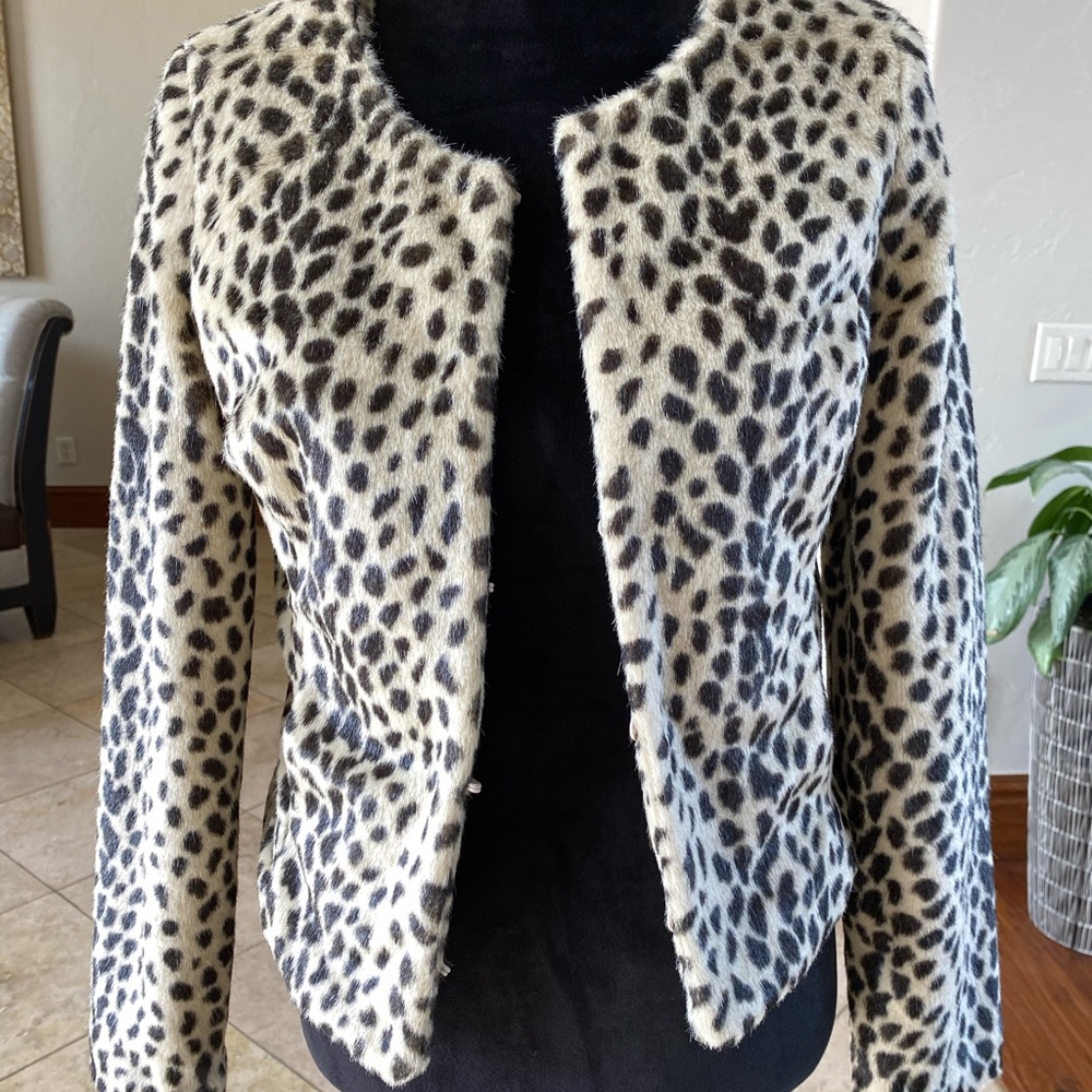 Cropped animal print jacket